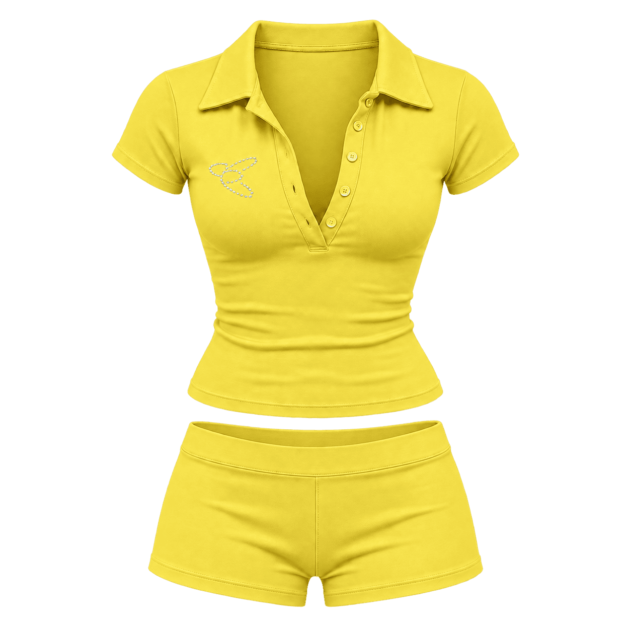 Garment mockup of LALA polo set - Lemon